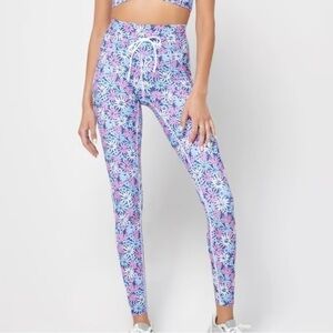 NEW L*Space floral Leggings Size XLARGE purple blue Womens